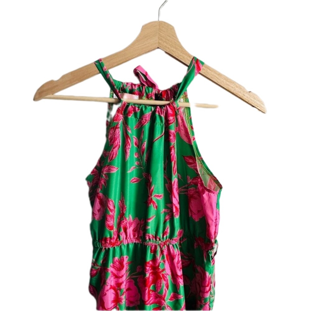 Vibrant Floral Tiered Halter Maxi Dress by CDM XS - Picture 9 of 15